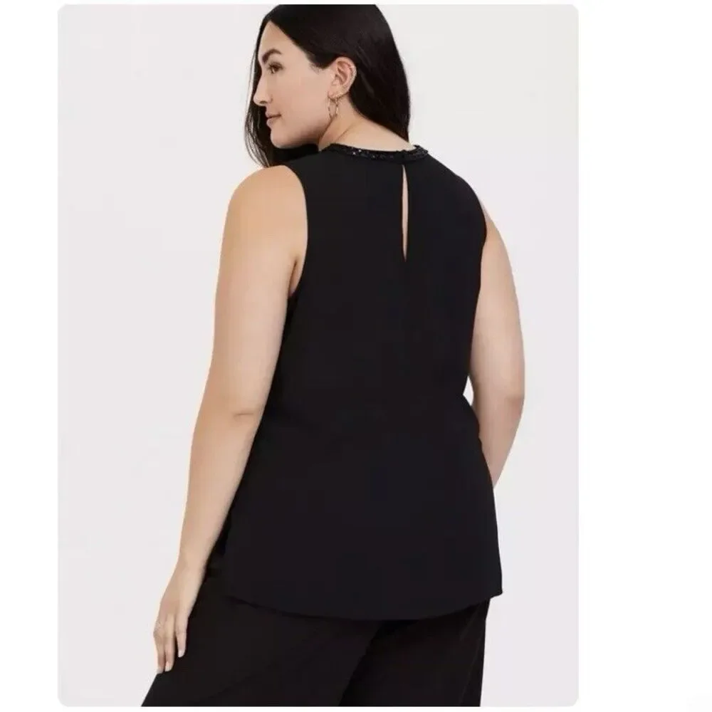 NWT Torrid Black Georgette Sequin Beaded Sleeveless‎ Blouse Size 5X - Picture 4 of 12